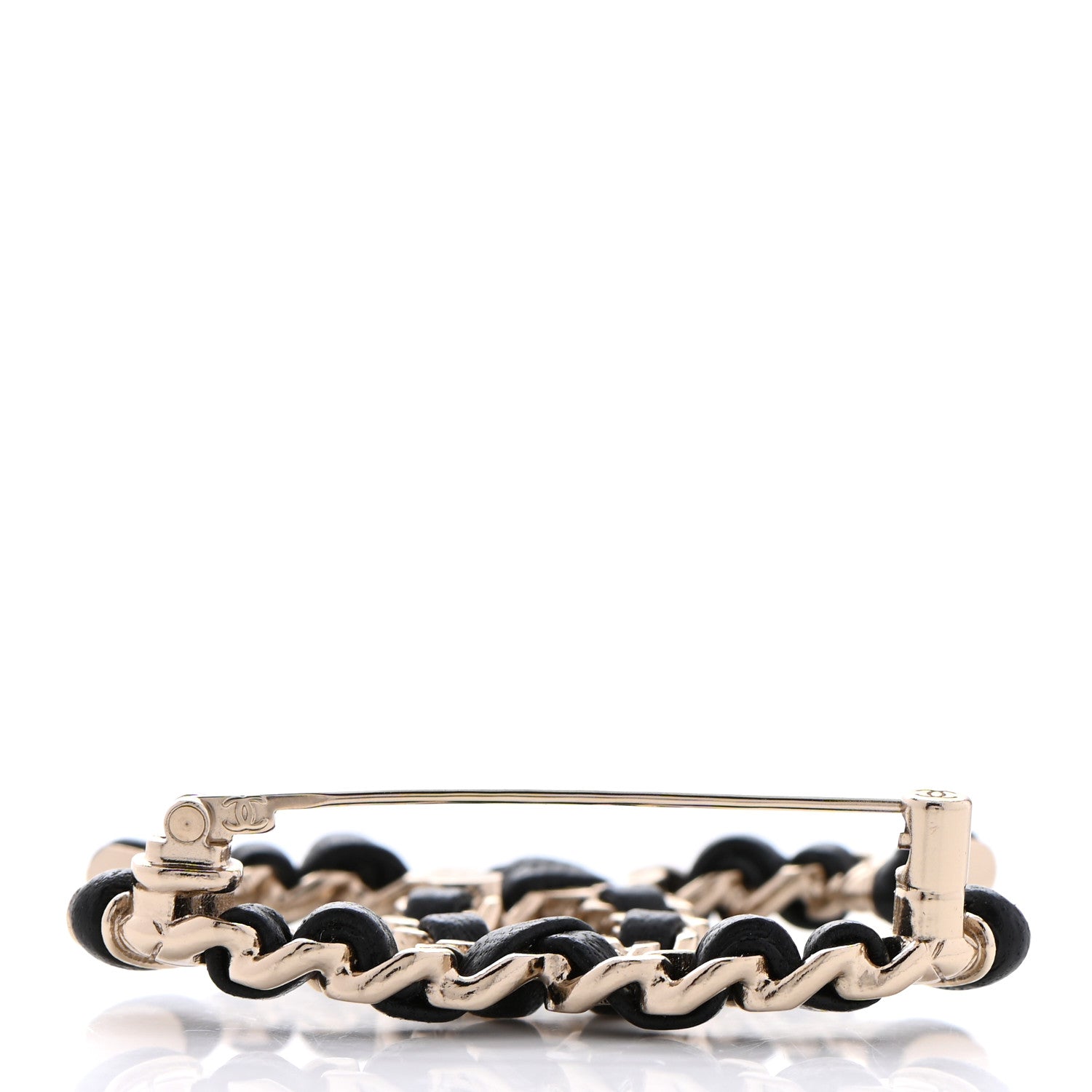 Chanel Lambskin Chain CC Brooch Black Gold 4 of 5