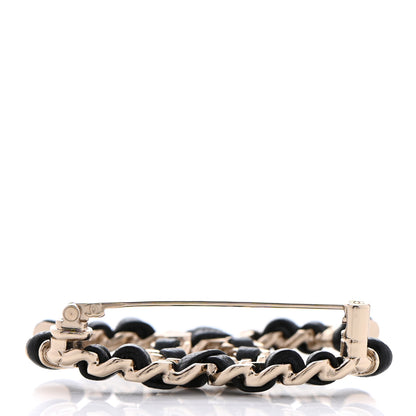 Chanel Lambskin Chain CC Brooch Black Gold 4 of 5