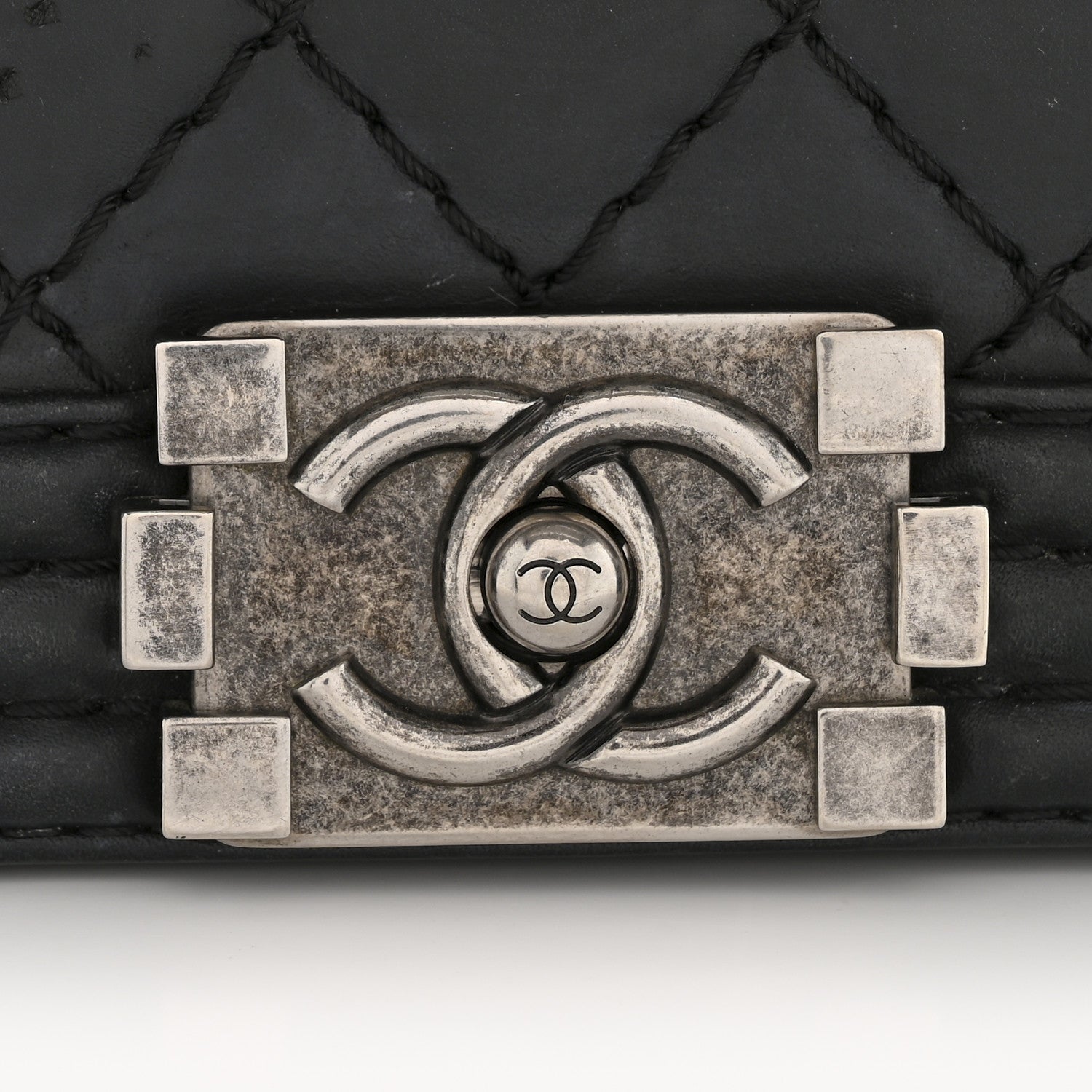 Chanel Calfskin Quilted Double Stitch New Medium Boy Flap Black 13 of 14