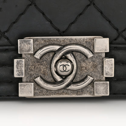 Chanel Calfskin Quilted Double Stitch New Medium Boy Flap Black 13 of 14