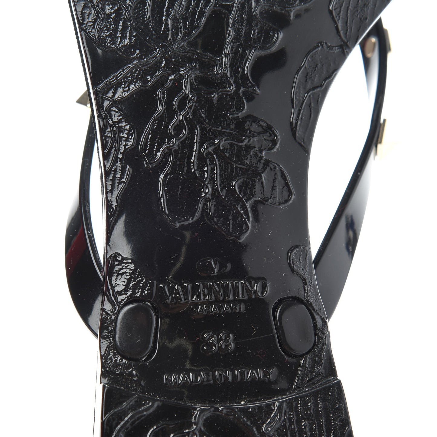 PVC Jelly Rockstud Bow Thong Sandals 38 Black