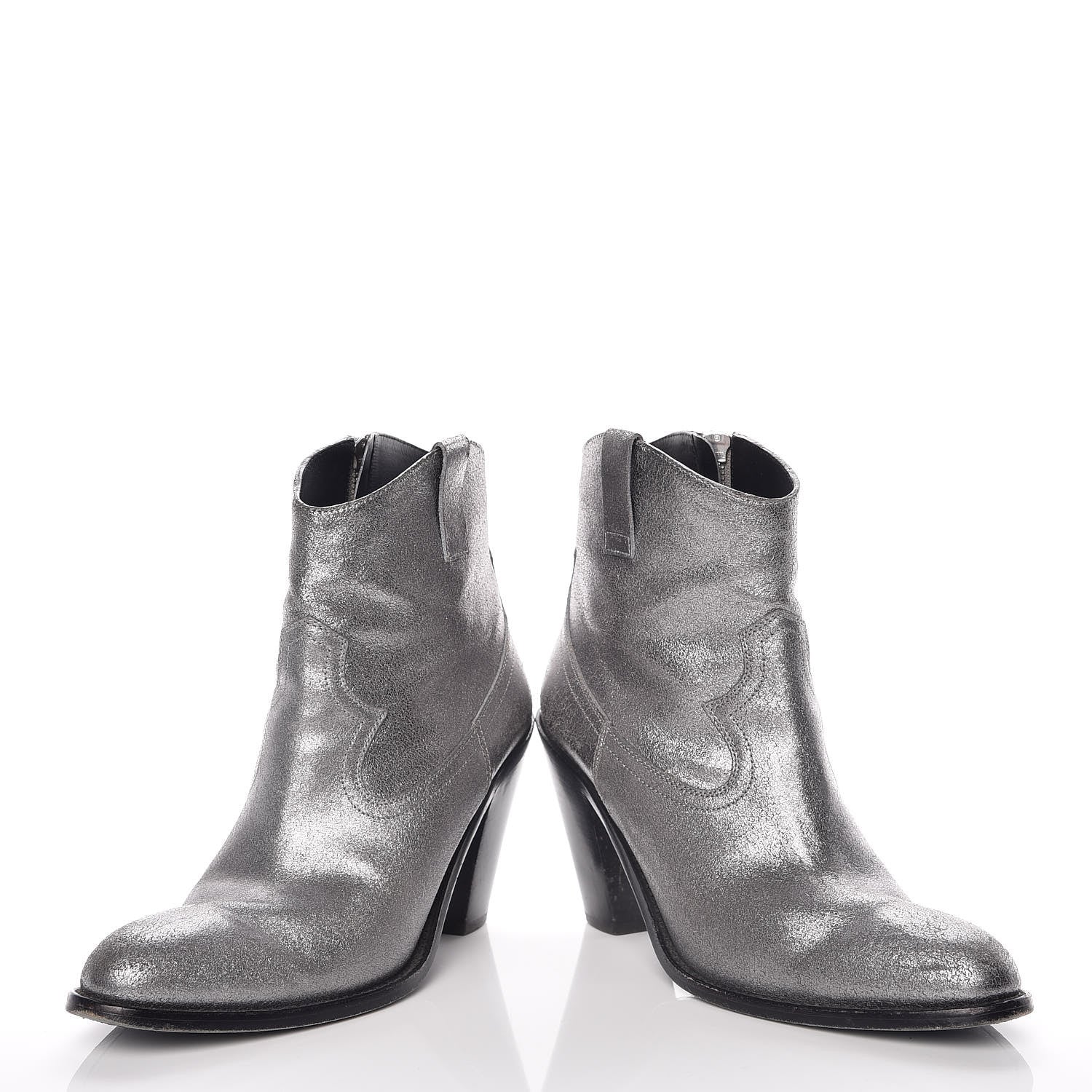 Saint Laurent Metallic Suede Curtis Ankle Boots 39 Dark Silver 6 of 22