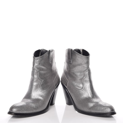 Saint Laurent Metallic Suede Curtis Ankle Boots 39 Dark Silver 6 of 22