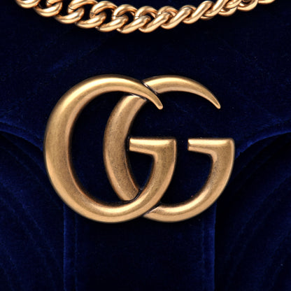 Gucci Velvet Matelasse Medium GG Marmont Shoulder Bag Cobalt Blue 10 of 10