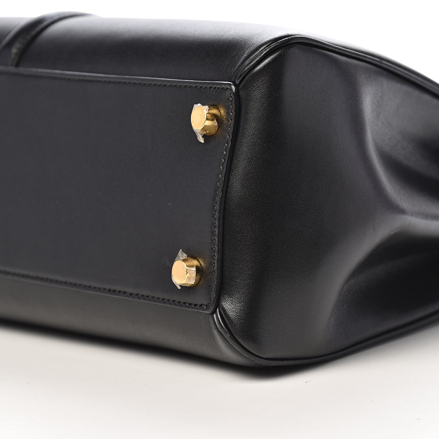 Satinated Calfskin Medium 16 Top Handle Bag Black