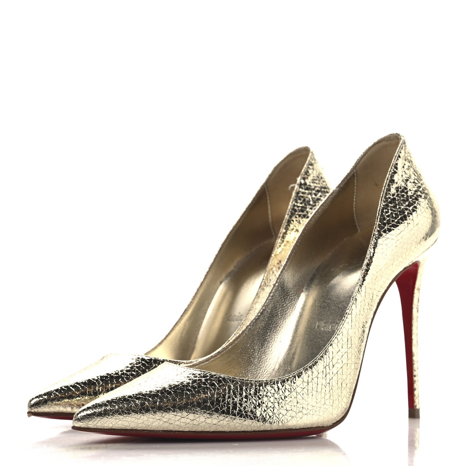 Christian Louboutin Specchio Vintage Kate 100 Pumps 38 Gold 4 of 8