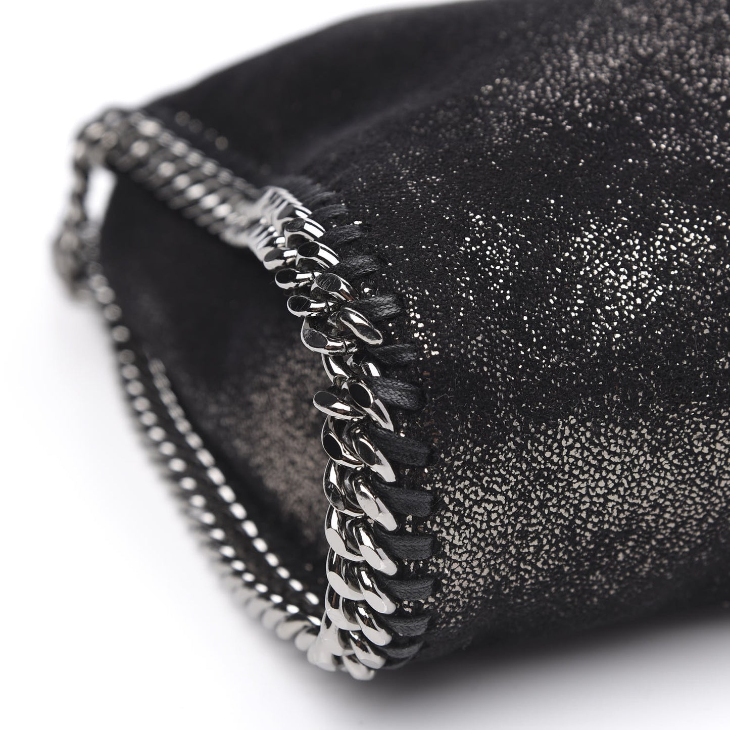 Chamois Shiny Dotted Falabella Fold Over Tote Ruthenium