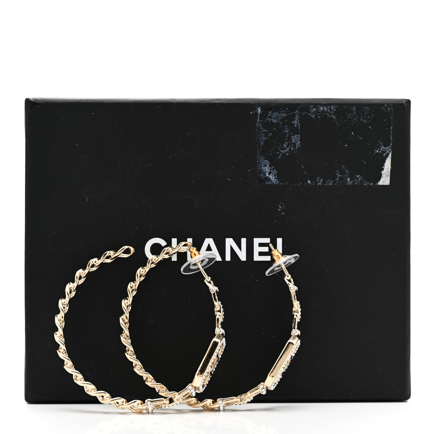 Chanel Crystal CC Vendome Hoop Earrings Gold 5 of 5