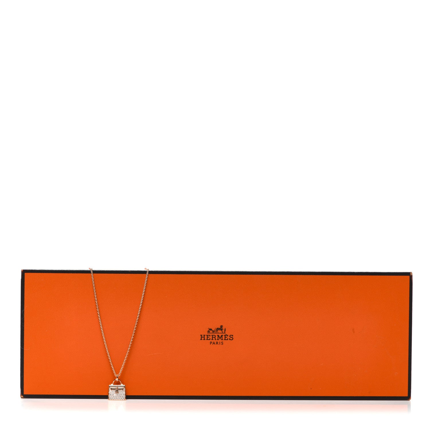Hermes 18K Rose Gold Diamond Kelly Amulettes Pendant Necklace 6 of 6