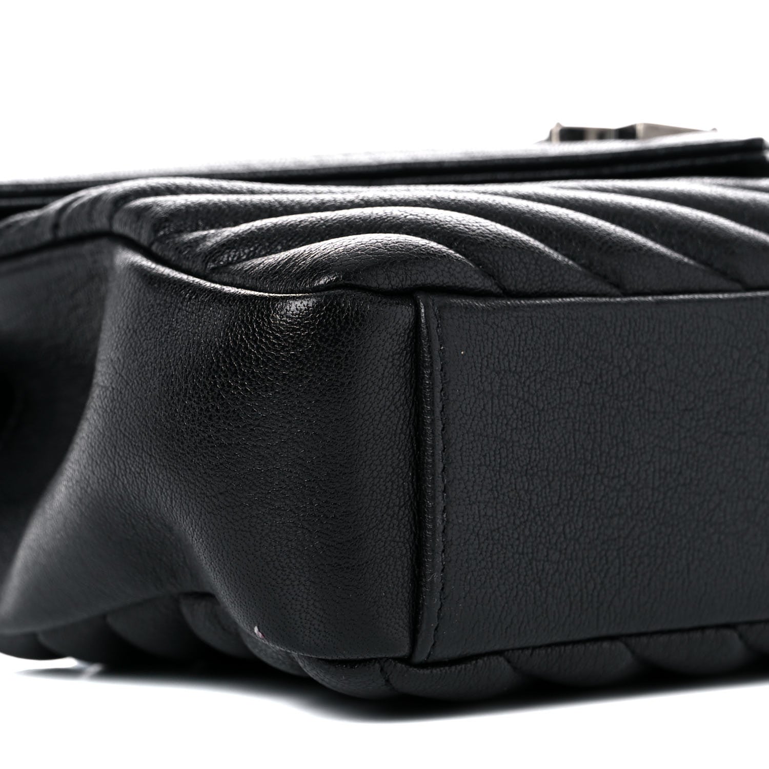 Saint Laurent Sheepskin Matelasse Chevron Monogram Medium College Bag Black 8 of 13