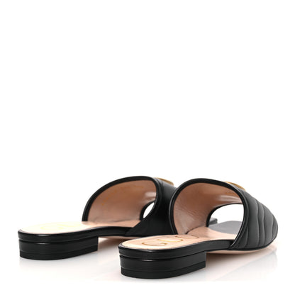 Gucci Nappa Matelasse GG Marmont Flat Slide Sandals 36.5 Black 5 of 11