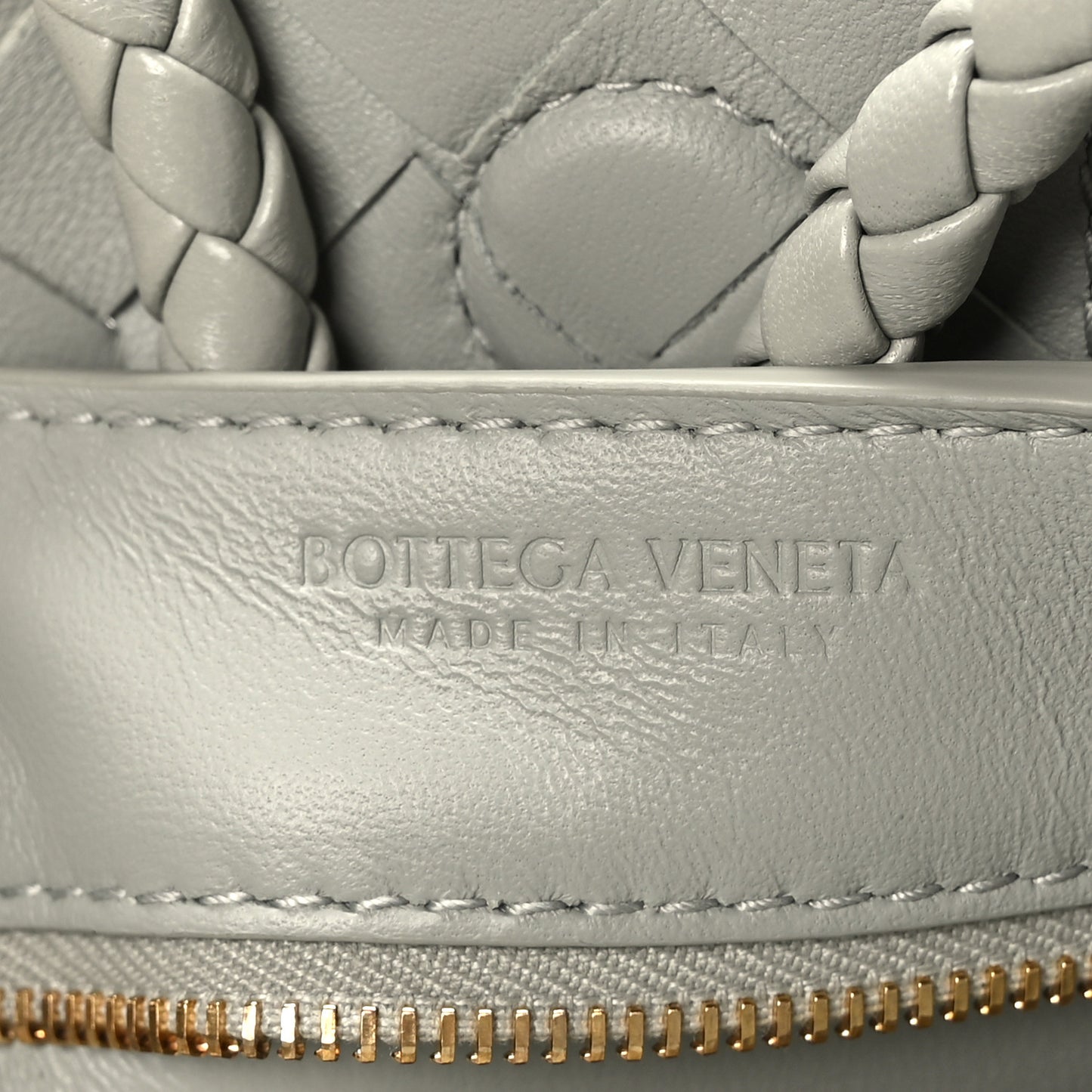 Nappa Intrecciato Small Andiamo Shoulder Bag Agate Grey