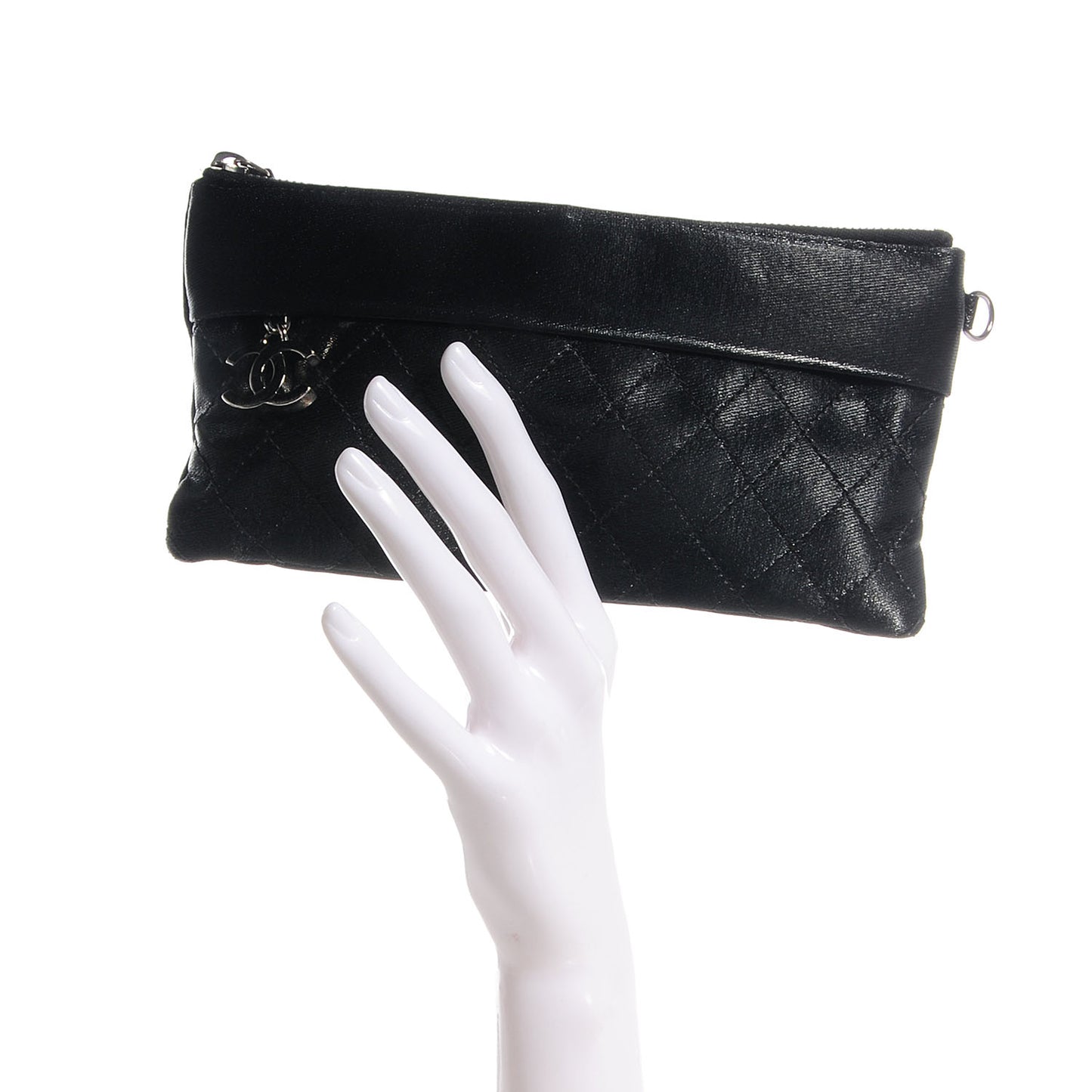Quilted Coated Canvas Paris Biarritz Ligne Clutch Black