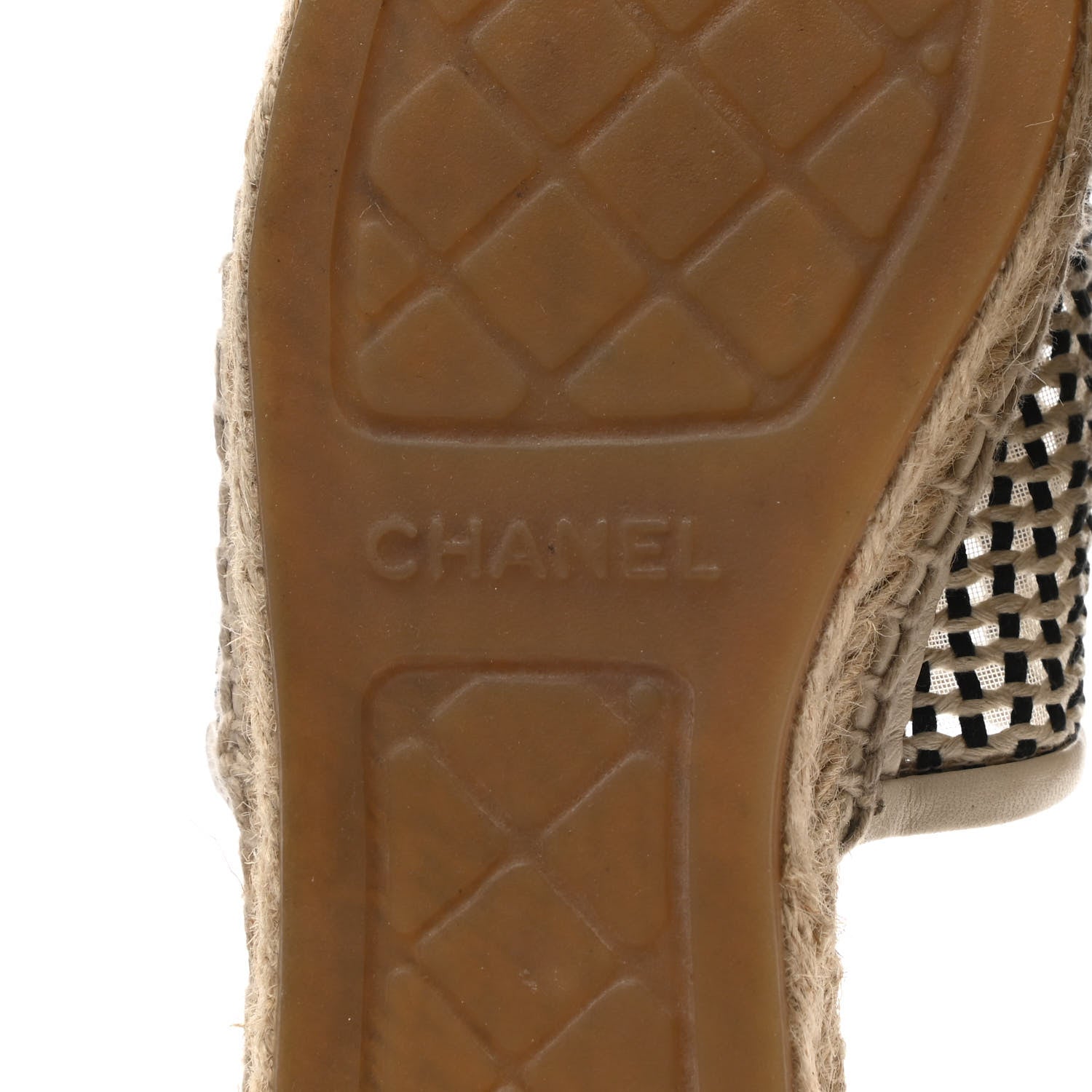Chanel Mesh Grosgrain CC Espadrilles Mule 36 Beige Black 5 of 9