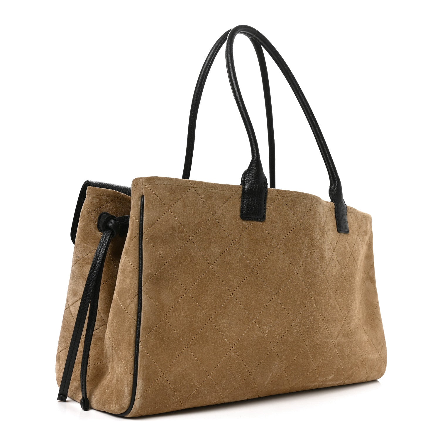 Chanel Grained Calfskin Suede Urban Essentials Shopping Bag Dark Beige Black 3 of 10