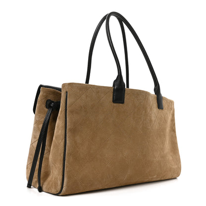 Chanel Grained Calfskin Suede Urban Essentials Shopping Bag Dark Beige Black 3 of 10
