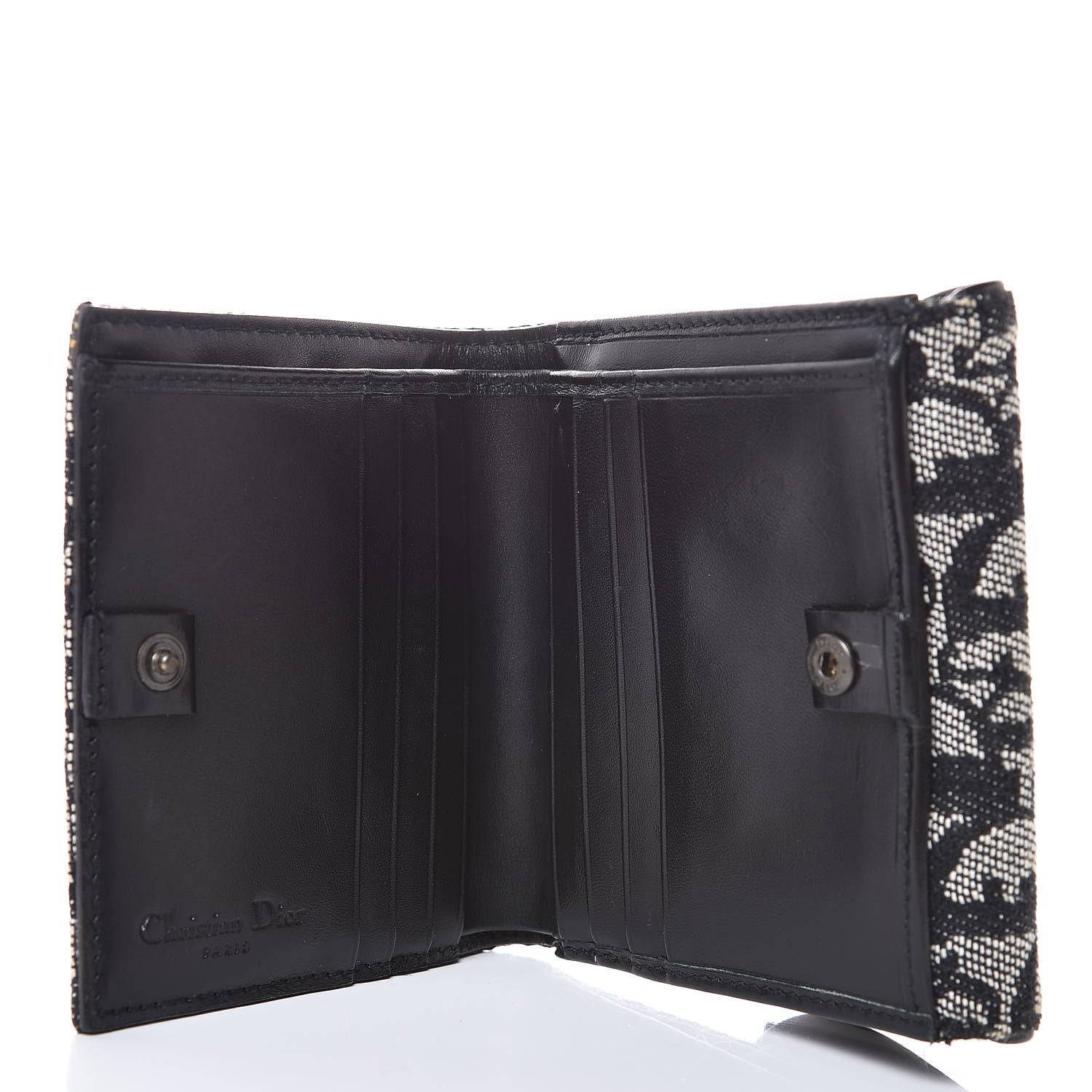 Christian Dior Monogram Compact Saddle Wallet Black 6 of 9