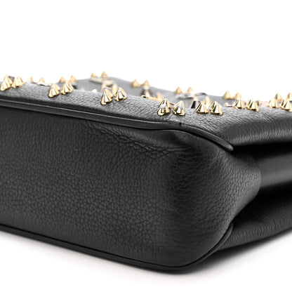 Christian Louboutin Calfskin Spikes Loubinthesky Large Triloubi Shoulder Bag Black 11 of 18