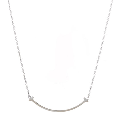 Tiffany 18K White Gold Small T Smile Pendant Necklace 1 of 7
