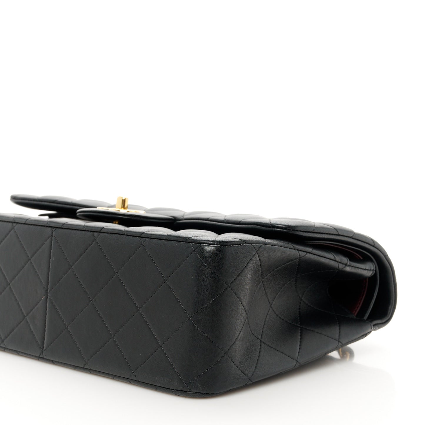 Lambskin Quilted Jumbo Double Flap Black