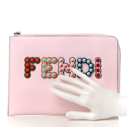 Fendi Vitello Liberty Fun Fair Studded Zip Around Pouch Peonia Multicolor 2 of 10