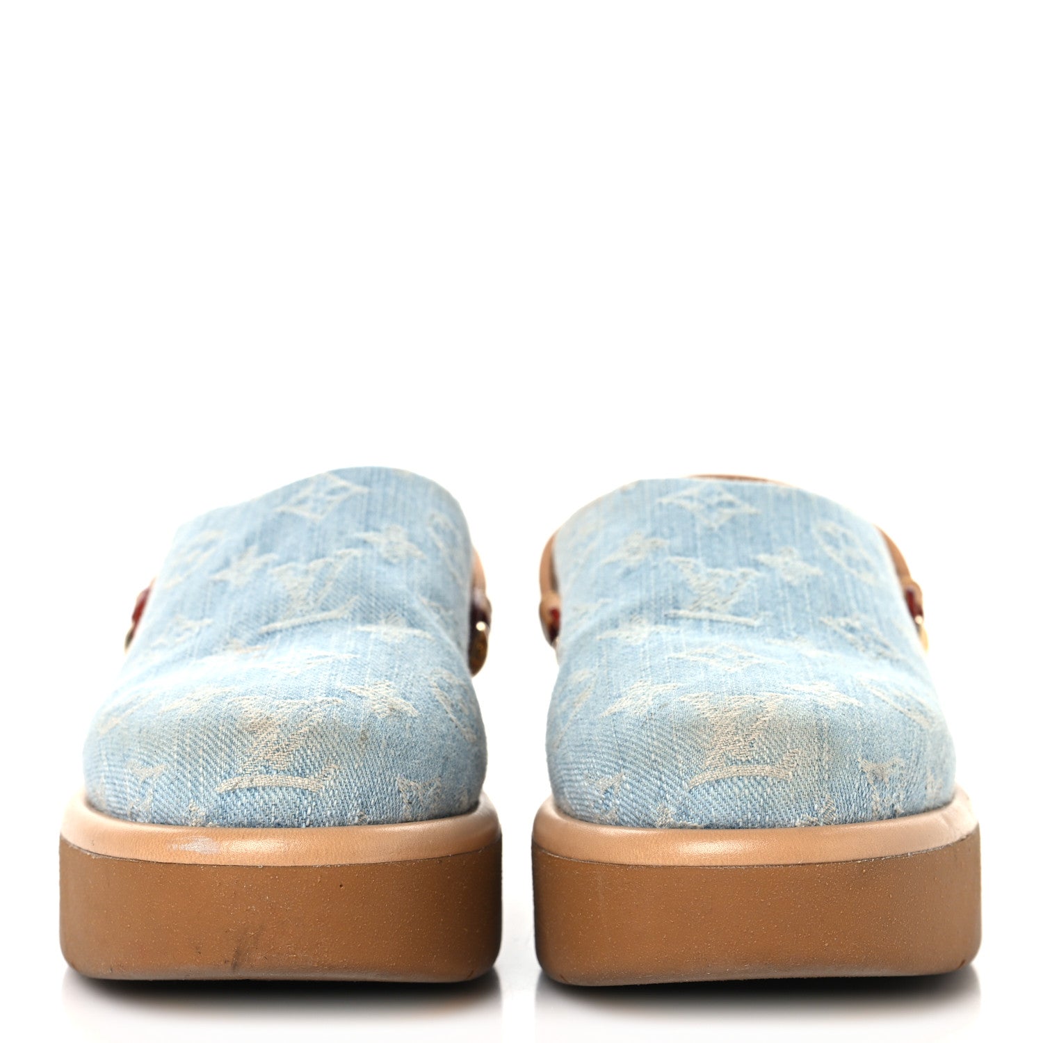 Louis Vuitton Monogram Washed Denim Aspen Platform Clog Mules 36 Blue 3 of 13