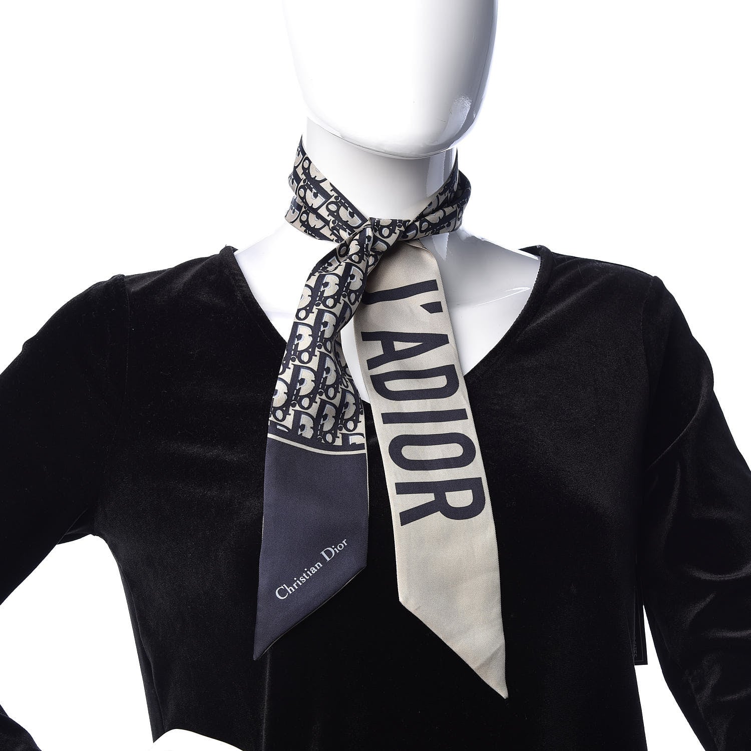 Christian Dior Silk Oblique Mitzah Scarf Blue 2 of 4