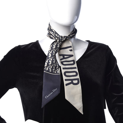 Christian Dior Silk Oblique Mitzah Scarf Blue 2 of 4