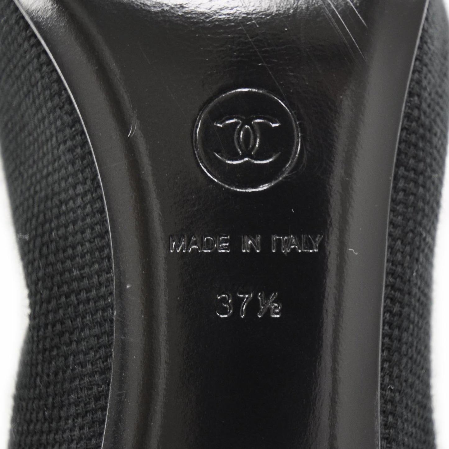 Toile and Leather Stretch Cap Toe Pumps 37.5