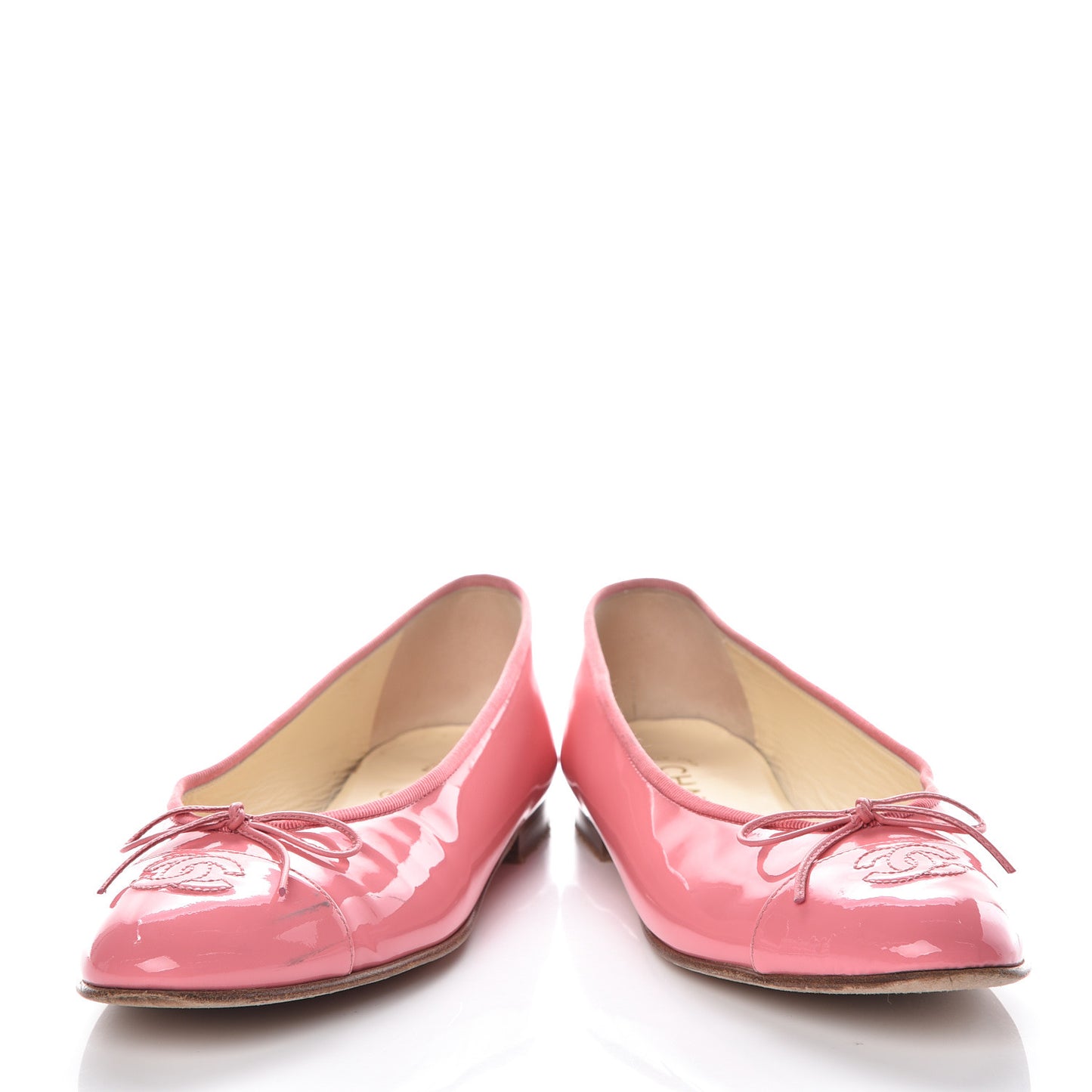 Patent CC Cap Toe Ballerina Flats 39.5 Light Pink
