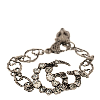 Gucci Oxidized Palladium Crystal Double G Bracelet Silver 1 of 4