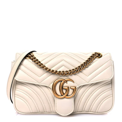 Gucci Calfskin Matelasse Small GG Marmont Shoulder Bag White 1 of 10