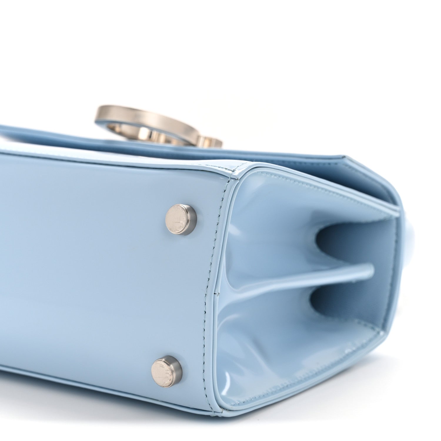 Salvatore Ferragamo Brushed Off Calfskin Mini Iconic Top Handle Bag Sky Blue 10 of 14