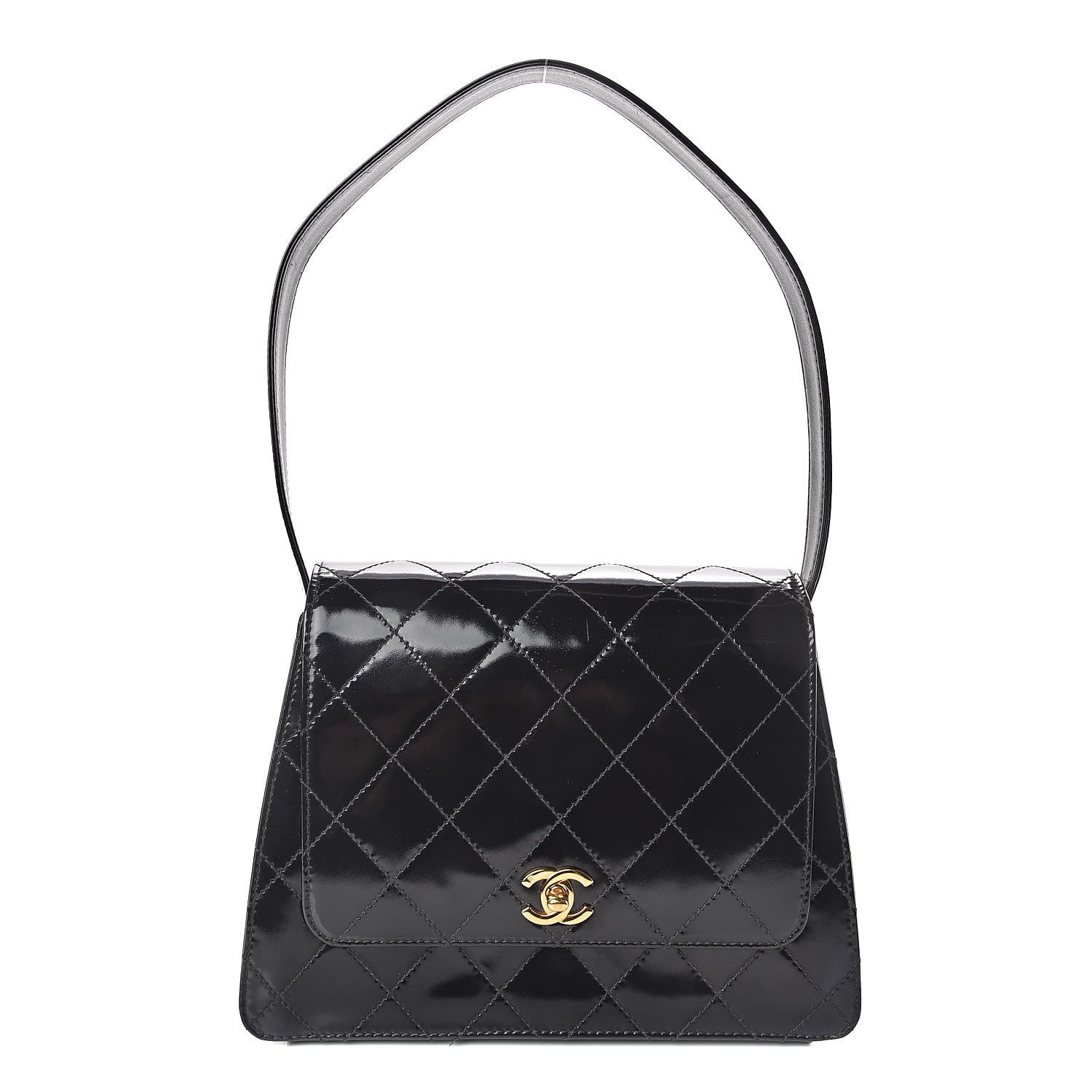 Chanel Glazed Calfskin Stitched Shoulder Flap Bag Black 1 of 13