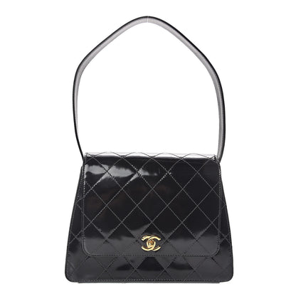 Chanel Glazed Calfskin Stitched Shoulder Flap Bag Black 1 of 13