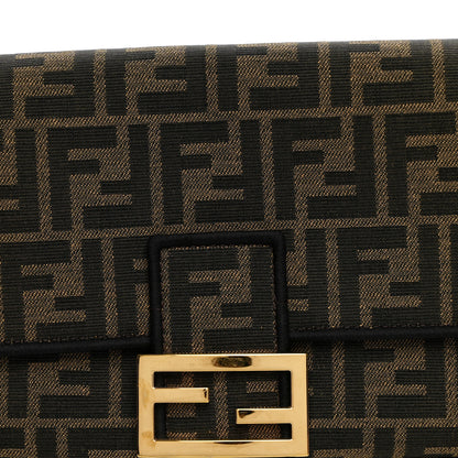 Fendi Fabric Jacquard FF 1974 Medium Baguette Tobacco Moro Black 7 of 12