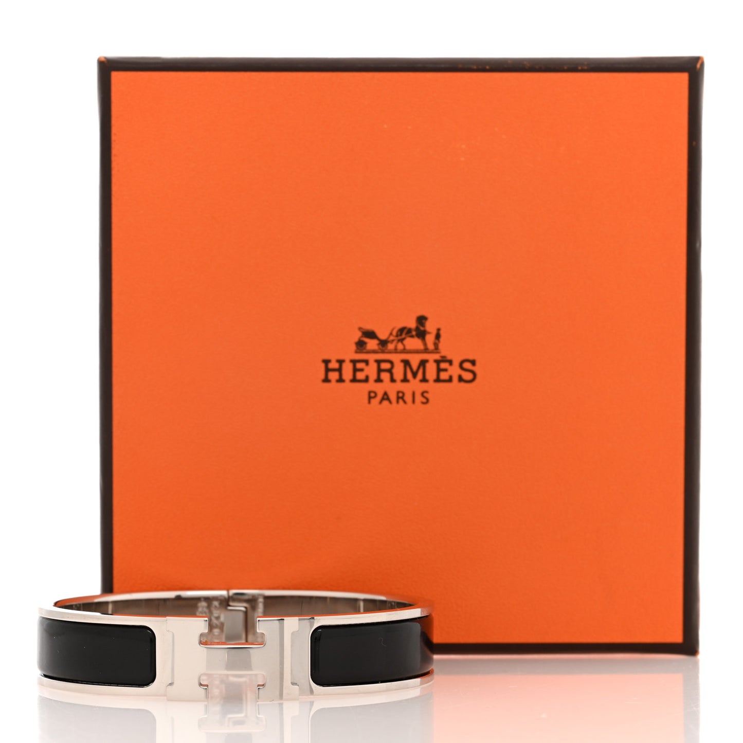 Enamel Narrow Clic Clac H Bracelet PM Black