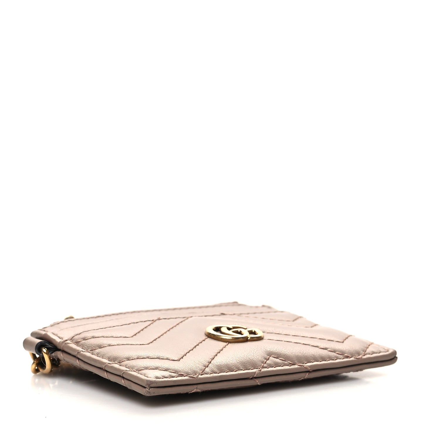 Calfskin Matelasse GG Marmont Key Case Card Holder Porcelain Rose