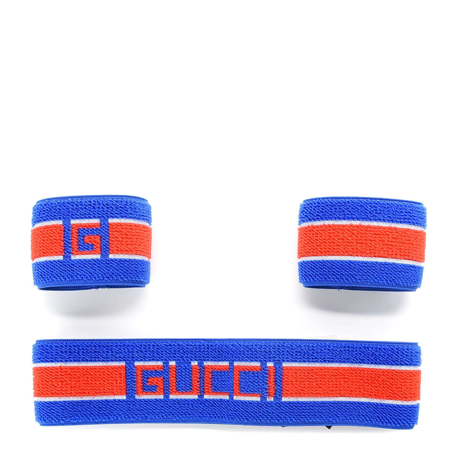 Gucci Cotton Logo Headband and Wrist Set M Blue Orange 1 of 6