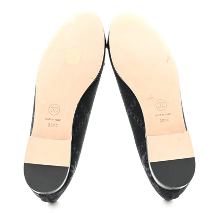 Chanel Denim Printed Cap Toe Ballerina Flats 38.5 Black 5 of 9
