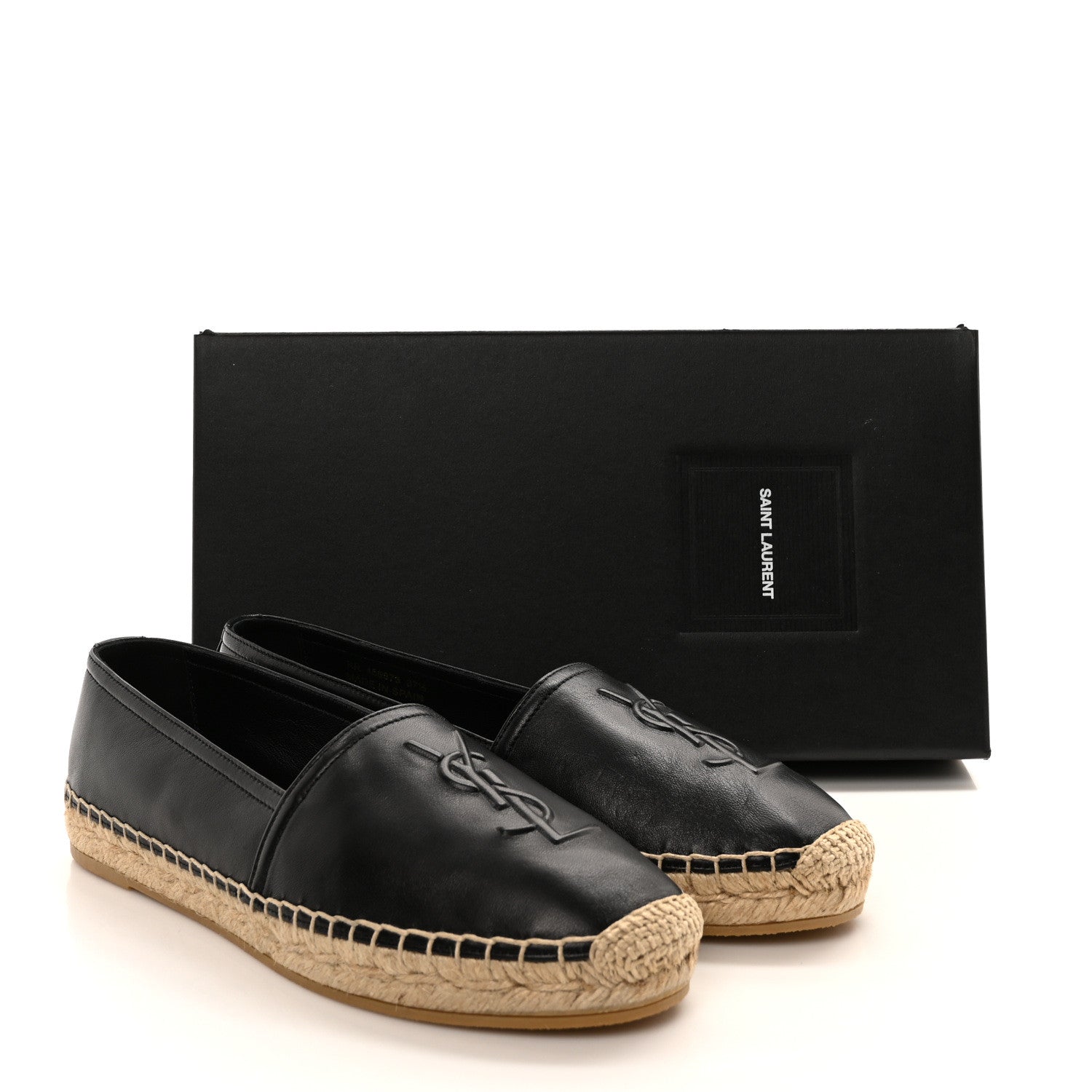 Saint Laurent Lambskin Monogram Espadrilles 37.5 Black 9 of 9