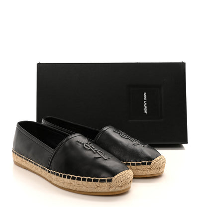 Saint Laurent Lambskin Monogram Espadrilles 37.5 Black 9 of 9