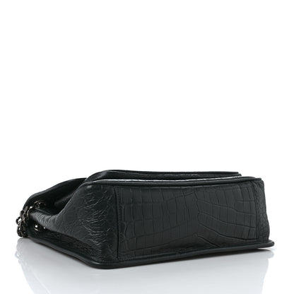 Saint Laurent Calfskin Crocodile Embossed Monogram Medium Niki Chain Satchel Algea 4 of 8