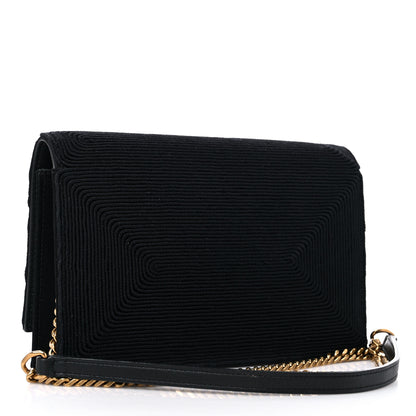 Saint Laurent Satin Woven Monogram Kate Tassel Chain Wallet Black 3 of 11