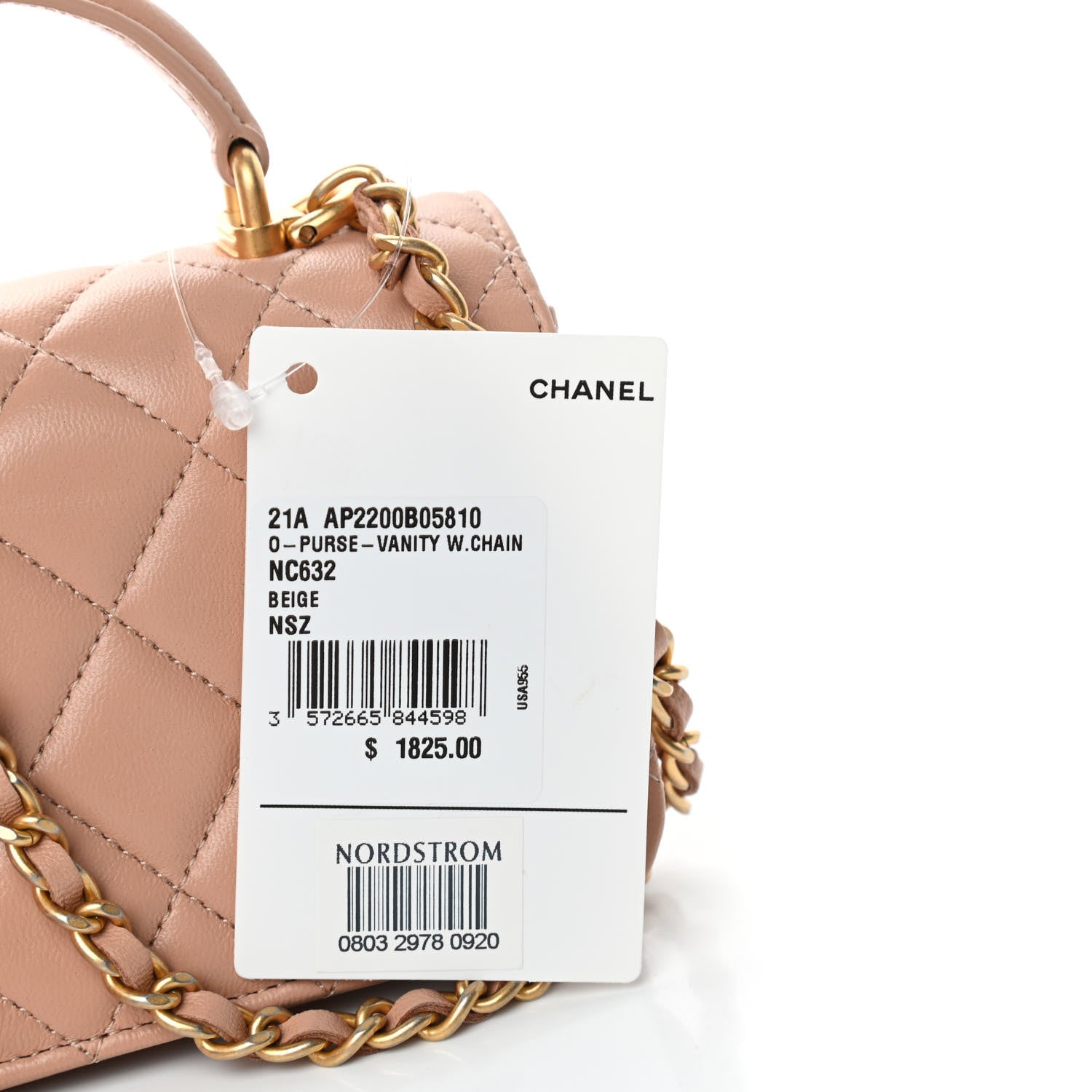 Chanel Lambskin Quilted Top Handle Flap Coin Purse With Chain Beige 13 of 13