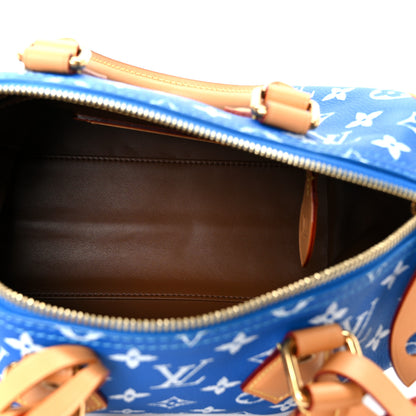 Louis Vuitton Calfskin Monogram Speedy P9 Bandouliere 25 Blue 5 of 16