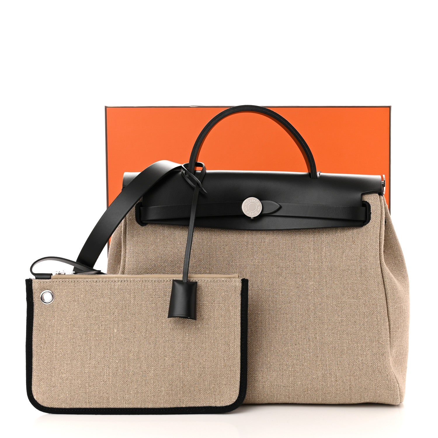 Hermes Toile De Camp Vache Hunter Herbag Zip Retourne 31 PM Ficelle Black 12 of 12