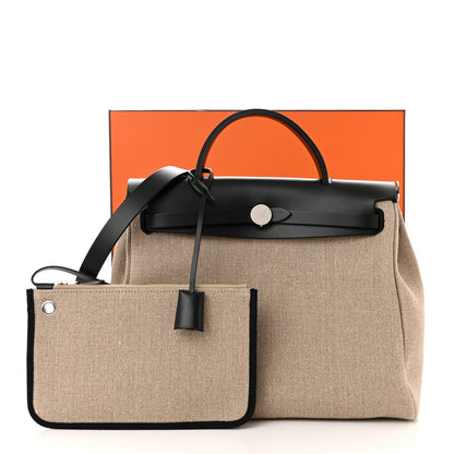 Hermes Toile De Camp Vache Hunter Herbag Zip Retourne 31 PM Ficelle Black 12 of 12