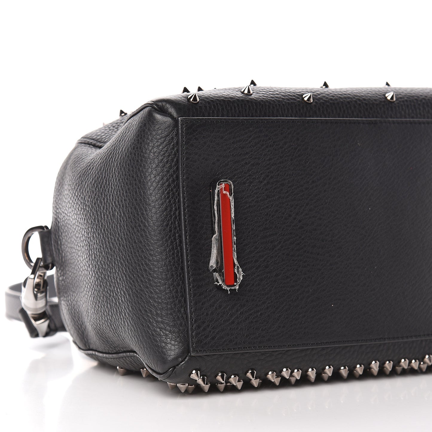 Grained Calfskin Studded Satchel Black