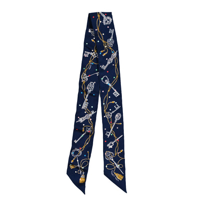 Hermes Silk Les Cles A Pois Twilly Marine Gris Argent 2 of 4